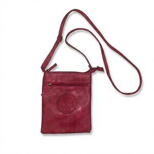 Chateau International Women’s Crossbody Bag Red Leather Zip Purse Hangbag